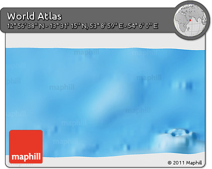 Physical 3D Map of the Area around 13° 13' 56" N, 53° 37' 30" E