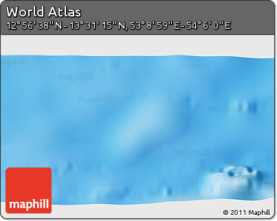 Physical 3D Map of the Area around 13° 13' 56" N, 53° 37' 30" E