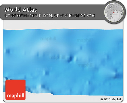 Physical 3D Map of the Area around 13° 13' 56" N, 54° 28' 30" E