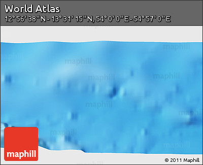 Physical 3D Map of the Area around 13° 13' 56" N, 54° 28' 30" E
