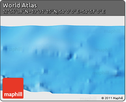Physical 3D Map of the Area around 13° 13' 56" N, 54° 28' 30" E