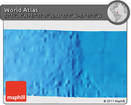 Physical 3D Map of the Area around 13° 13' 56" N, 57° 43' 30" W