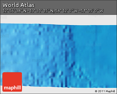 Physical 3D Map of the Area around 13° 13' 56" N, 57° 43' 30" W