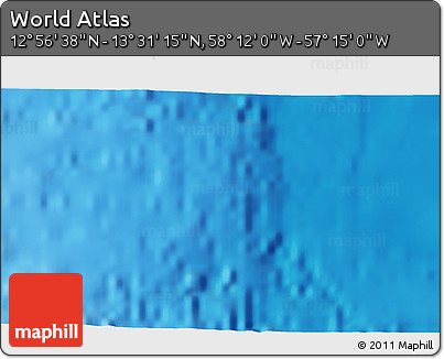 Physical 3D Map of the Area around 13° 13' 56" N, 57° 43' 30" W