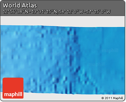 Shaded Relief 3D Map of the Area around 13° 13' 56" N, 57° 43' 30" W