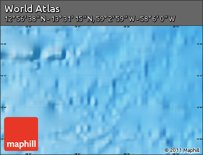 Physical Map of the Area around 13° 13' 56" N, 58° 34' 30" W