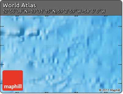 Physical Map of the Area around 13° 13' 56" N, 58° 34' 30" W