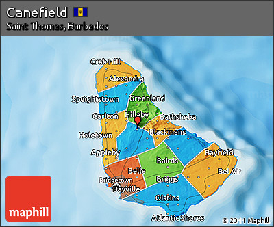 Political 3D Map of Canefield