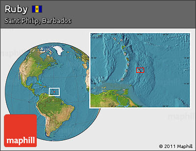 Satellite Location Map of Ruby