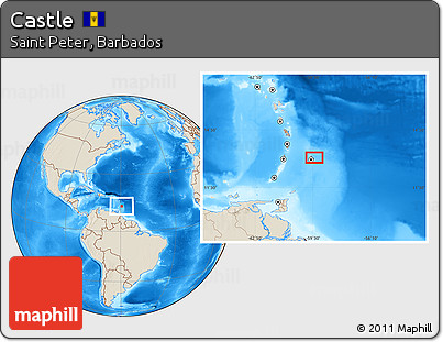 Shaded Relief Location Map of Castle