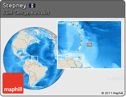 Shaded Relief Location Map of Stepney