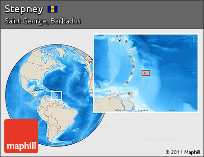 Shaded Relief Location Map of Stepney