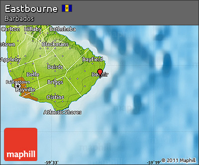 Physical Map of Eastbourne