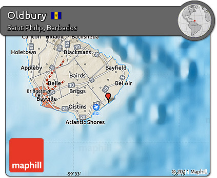 Shaded Relief Map of Oldbury