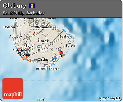 Shaded Relief Map of Oldbury