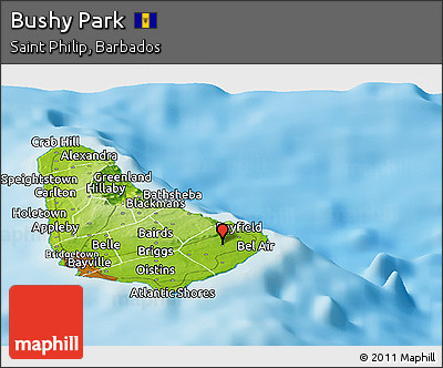Physical Panoramic Map of Bushy Park