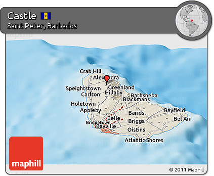 Shaded Relief Panoramic Map of Castle