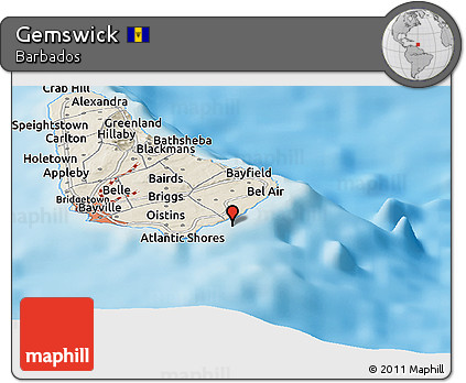 Shaded Relief Panoramic Map of Gemswick