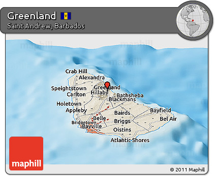 Shaded Relief Panoramic Map of Greenland