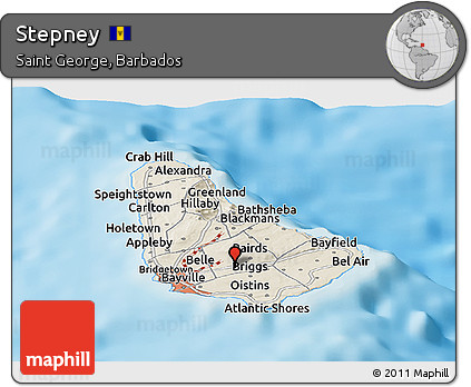 Shaded Relief Panoramic Map of Stepney
