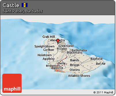 Shaded Relief Panoramic Map of Castle