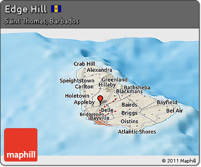 Shaded Relief Panoramic Map of Edge Hill