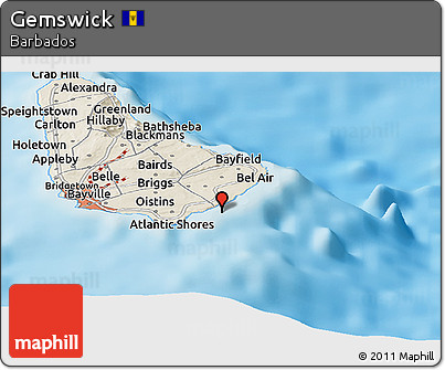 Shaded Relief Panoramic Map of Gemswick