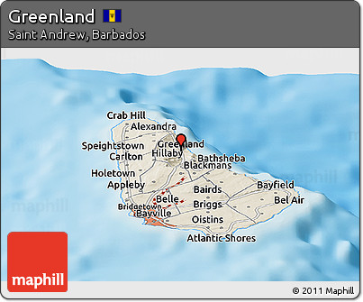 Shaded Relief Panoramic Map of Greenland