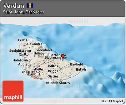 Shaded Relief Panoramic Map of Verdun