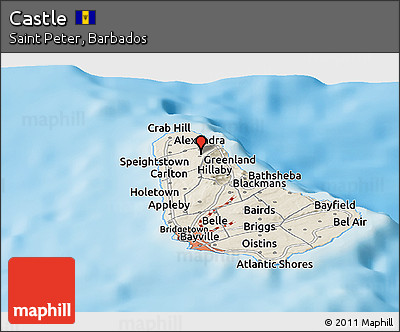 Shaded Relief Panoramic Map of Castle