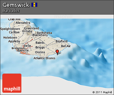Shaded Relief Panoramic Map of Gemswick