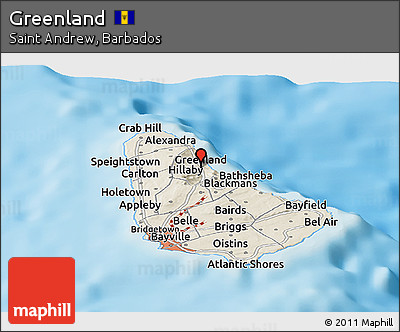 Shaded Relief Panoramic Map of Greenland