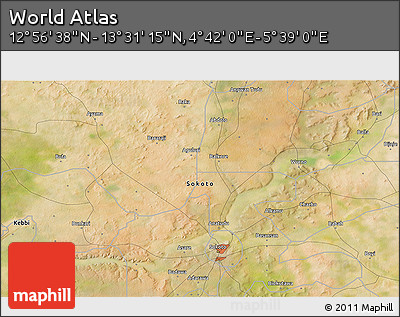 Satellite 3D Map of the Area around 13° 13' 56" N, 5° 10' 30" E
