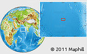 Physical Location Map of the area around 13° 13' 56" N, 65° 31' 30" E
