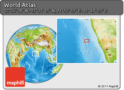 Physical Location Map of the Area around 13° 13' 56" N, 72° 19' 29" E