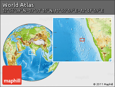Physical Location Map of the Area around 13° 13' 56" N, 72° 19' 29" E