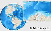 Shaded Relief Location Map of the area around 13° 13' 56" N, 72° 10' 30" W