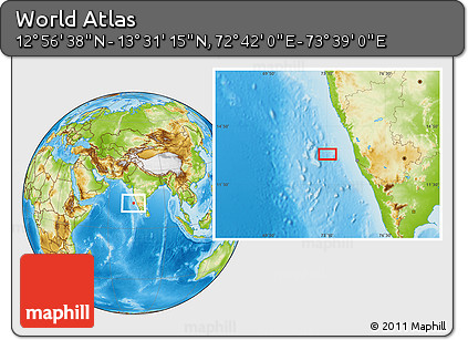 Physical Location Map of the Area around 13° 13' 56" N, 73° 10' 30" E