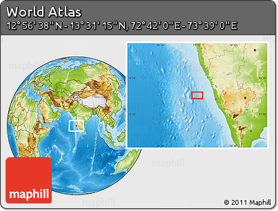 Physical Location Map of the Area around 13° 13' 56" N, 73° 10' 30" E