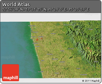 Satellite 3D Map of the Area around 13° 13' 56" N, 74° 52' 30" E