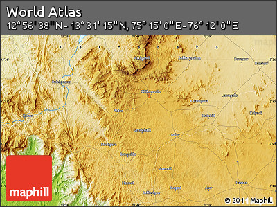 Physical Map of the Area around 13°&nbsp;13'&nbsp;56"&nbsp;N,&nbsp;75°&nbsp;43'&nbsp;29"&nbsp;E