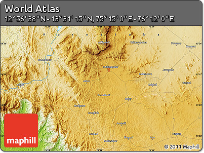 Physical Map of the Area around 13°&nbsp;13'&nbsp;56"&nbsp;N,&nbsp;75°&nbsp;43'&nbsp;29"&nbsp;E