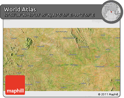 Satellite 3D Map of the Area around 13° 13' 56" N, 76° 34' 29" E
