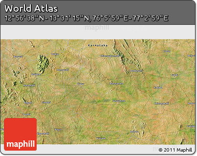Satellite 3D Map of the Area around 13° 13' 56" N, 76° 34' 29" E