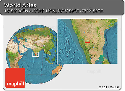 Satellite Location Map of the Area around 13° 13' 56" N, 76° 34' 29" E