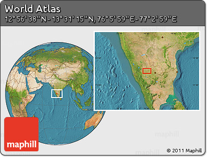 Satellite Location Map of the Area around 13° 13' 56" N, 76° 34' 29" E