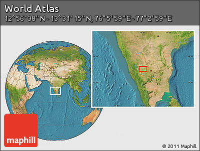 Satellite Location Map of the Area around 13° 13' 56" N, 76° 34' 29" E