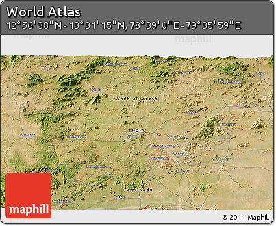 Satellite 3D Map of the Area around 13° 13' 56" N, 79° 7' 30" E