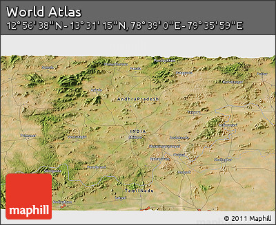Satellite 3D Map of the Area around 13° 13' 56" N, 79° 7' 30" E