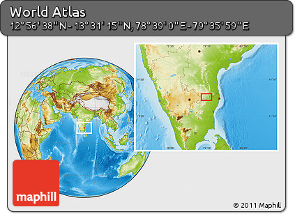 Physical Location Map of the Area around 13° 13' 56" N, 79° 7' 30" E